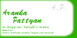 aranka pattyan business card